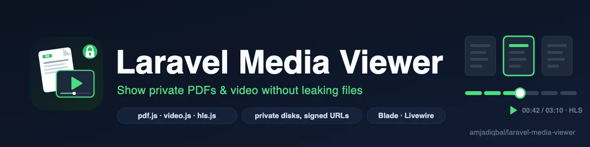 Laravel Media Viewer: Show private PDFs, video and audio from any Laravel disk without making the files public.